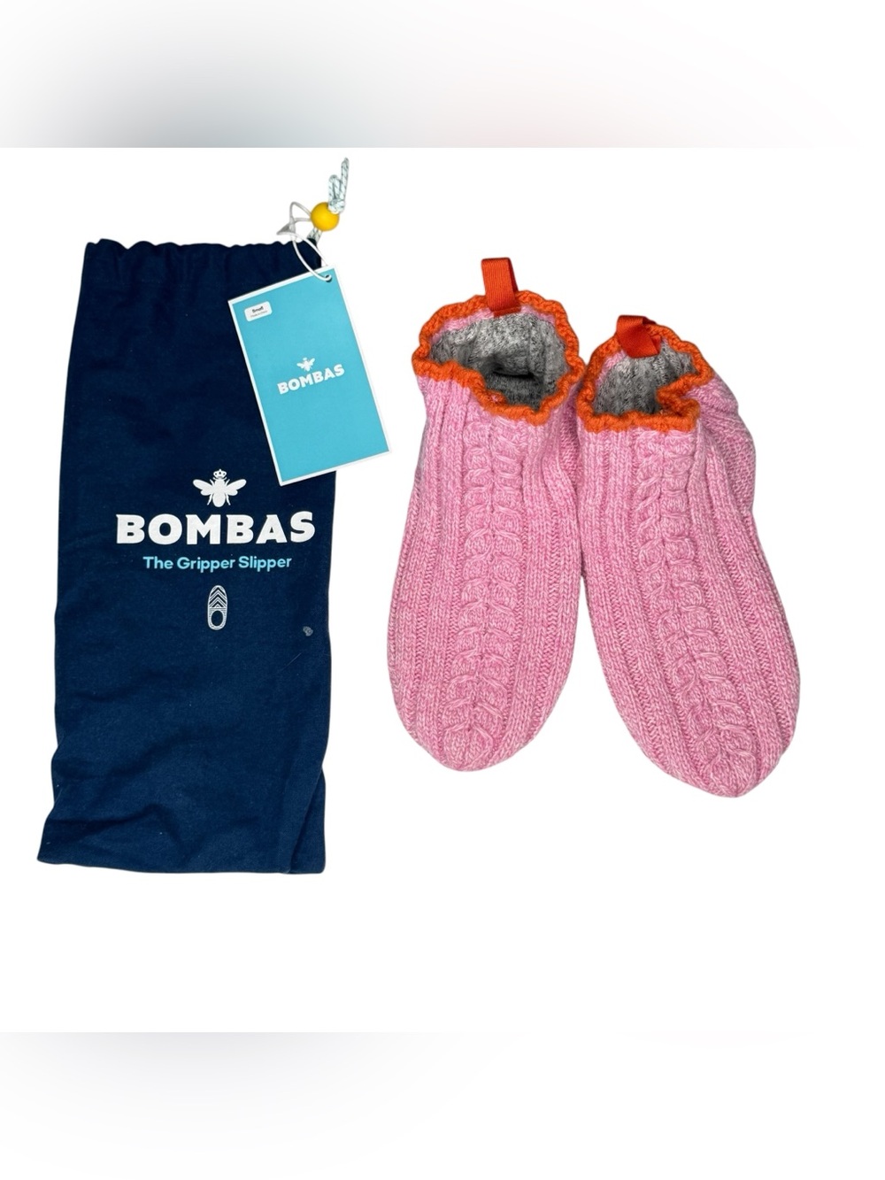 Bombas Gripper Slipper Socks Pink Merino Wool Blend Women's Small Cozy NWT